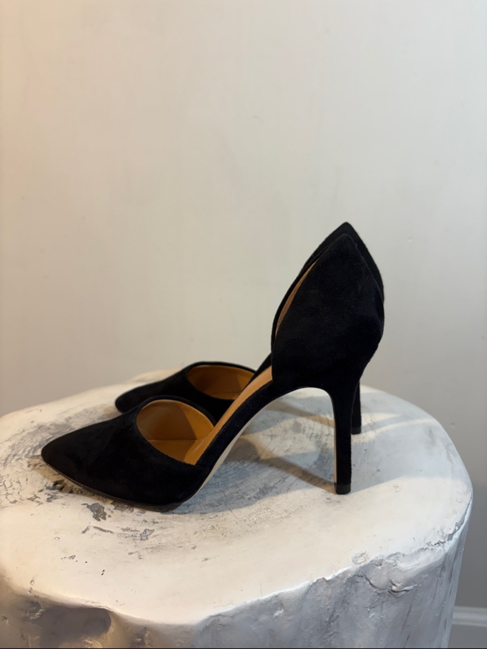 J. Crew Lana Classic Black Suede Pointed Toe Pumps 3.5” High Heel Classy Sexy - Picture 5 of 8